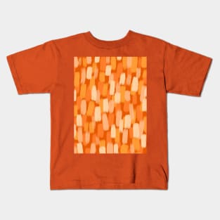 70’s Abstract, Shades of Orange, Paint Brush Effect Kids T-Shirt